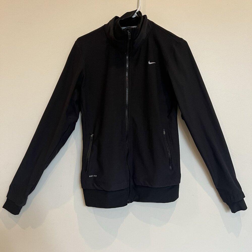 Nike Dri Fit Poly Legend Full Zip Athletic Jacket Black Womens L